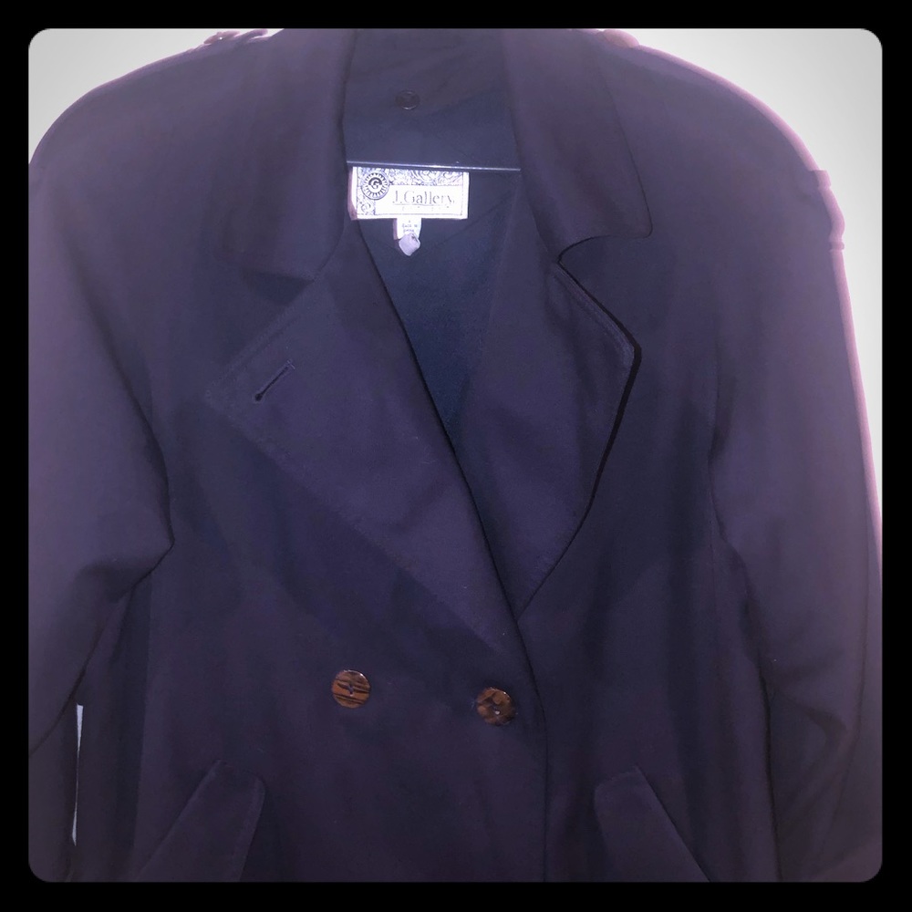 🇺🇸 J Gallery Navy Trench Coat  Petite Size 8